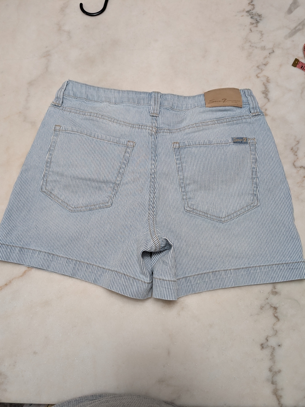 Seven7 Light Blue Pinstripe Denim Shorts